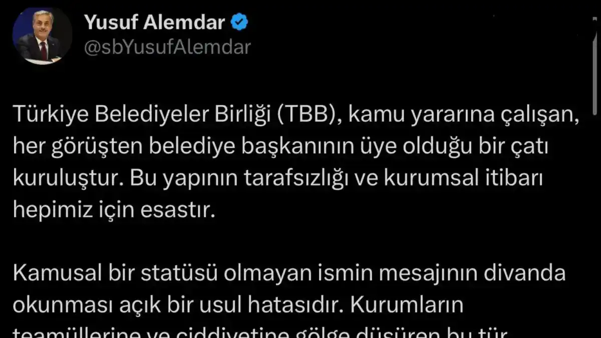 TBB Meclisi’nde Mektup Tartışması Sonrası Yusuf Alemdar’dan Dikkat Çeken Açıklama