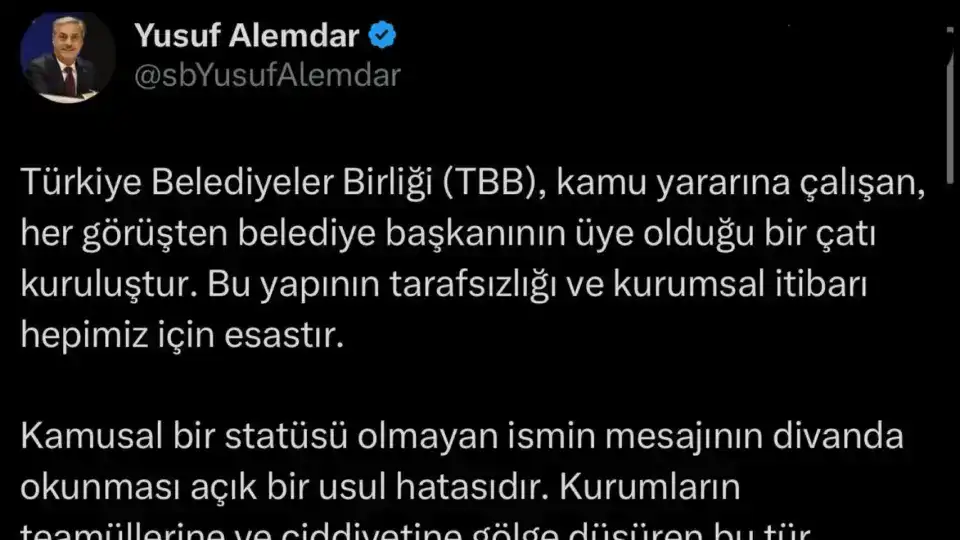 TBB Meclisi’nde Mektup Tartışması Sonrası Yusuf Alemdar’dan Dikkat Çeken Açıklama