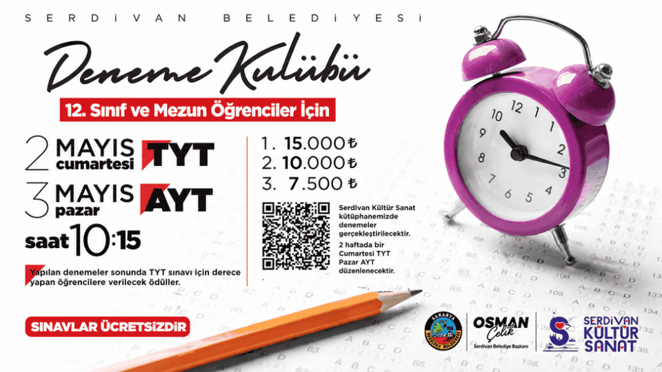 Serdivan’da Deneme Kulübü Sınavlarında Yoğun Katılım ve Ödül Desteği